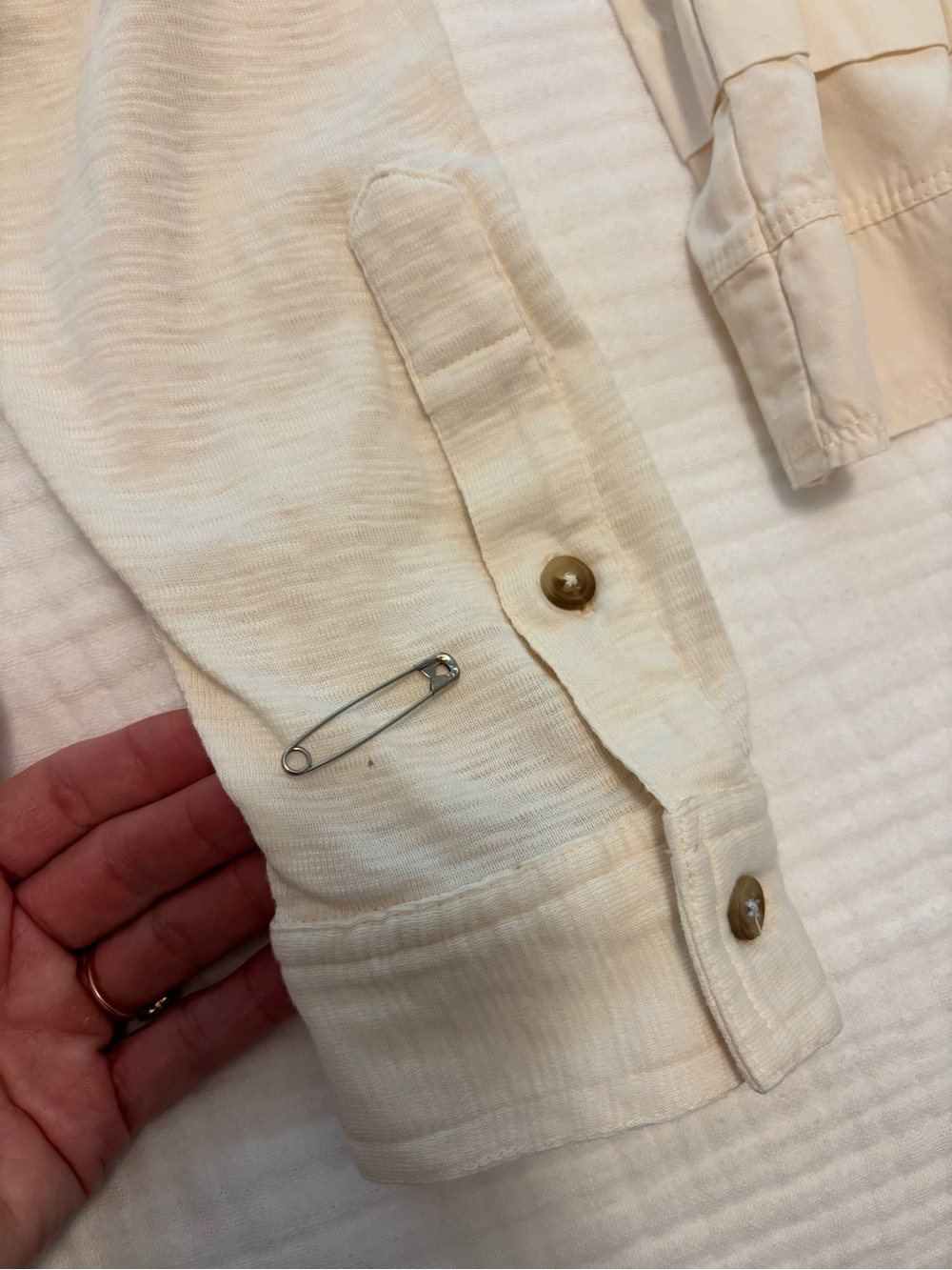 Pilcro Cream Ruffle-Front Collared Blouse - Picture 3 of 7